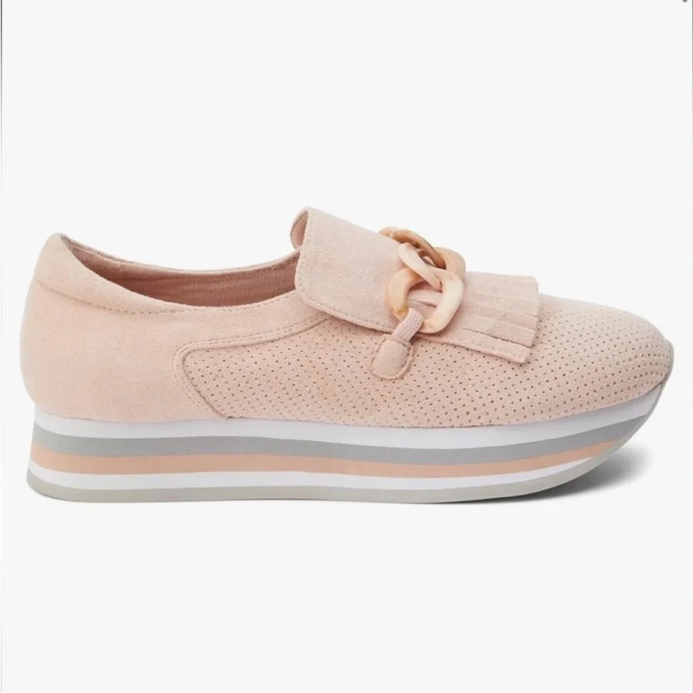Coconuts by Matisse Blush Suede Loafers with Fringe and Chain - Picture 10 of 11